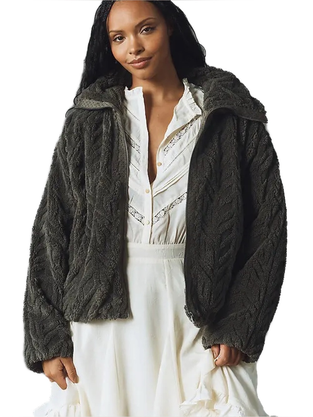 Pilcro Textured Faux Fur Jacket